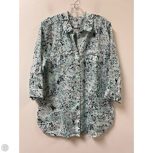 Blouse Long Sleeve By Chicos In Blue, Size: Xl