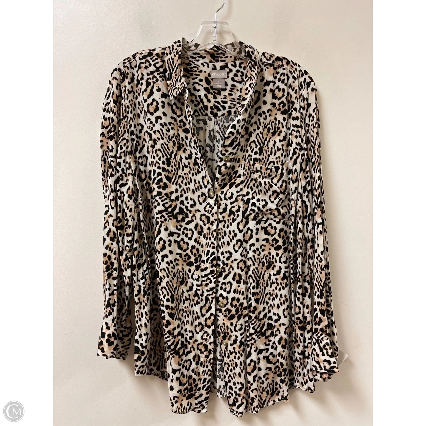Blouse Long Sleeve By Chicos In Animal Print, Size: Xl