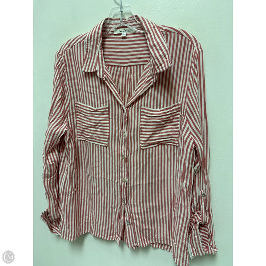 Blouse Long Sleeve By Love Tree In Red & White, Size: L