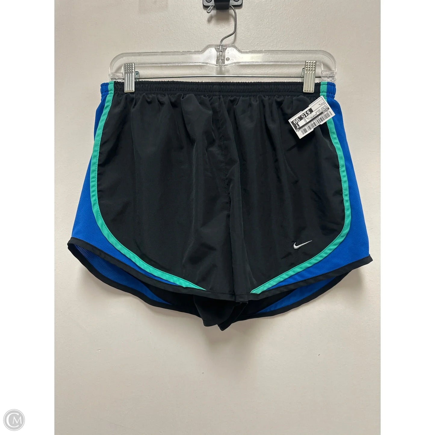 Athletic Shorts By Nike In Black Denim, Size: L