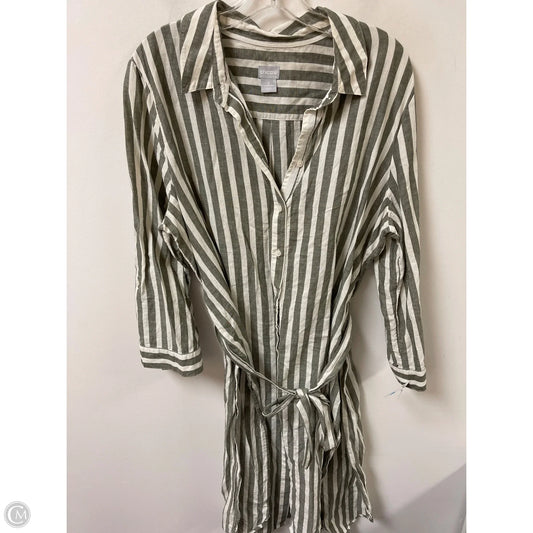 Dress Casual Midi By Chicos In Green & White, Size: Xl