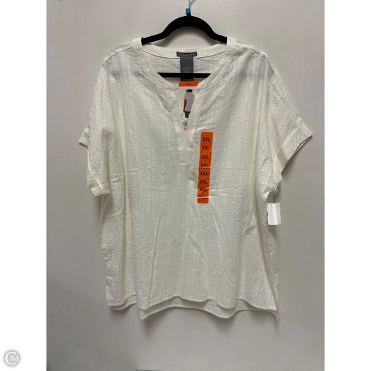 Top Short Sleeve By Matty M In White, Size: 1x