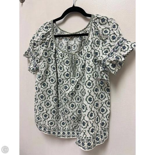 Top Short Sleeve By Max Studio In Green & White, Size: M
