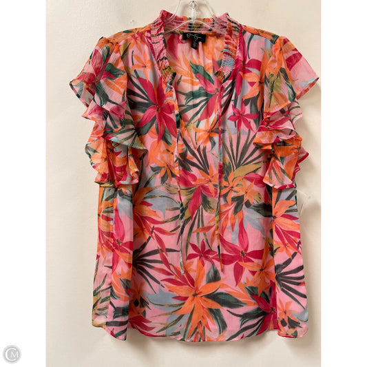 Top Short Sleeve By Jessica Simpson In Floral Print, Size: L