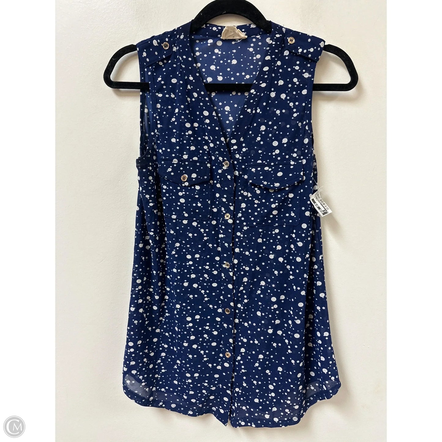 Top Sleeveless By Clothes Mentor In Blue & White, Size: S