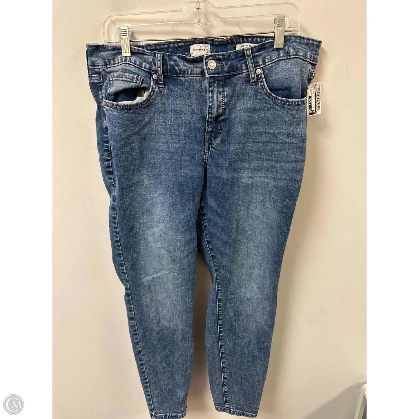 Jeans Skinny By Wonderly In Blue Denim, Size: 14