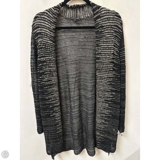 Sweater Cardigan By Eileen Fisher In Black & Cream, Size: Xl