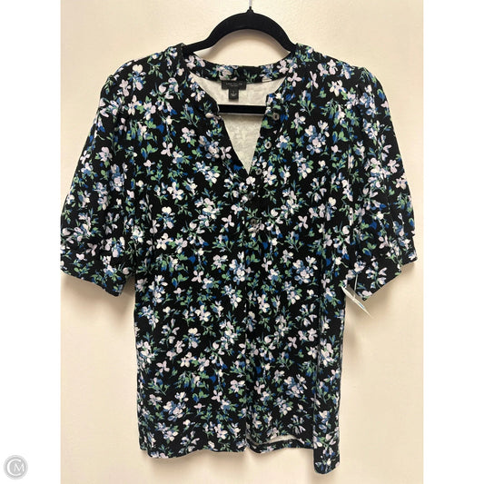 Top Short Sleeve By Ann Taylor In Black & Blue, Size: L