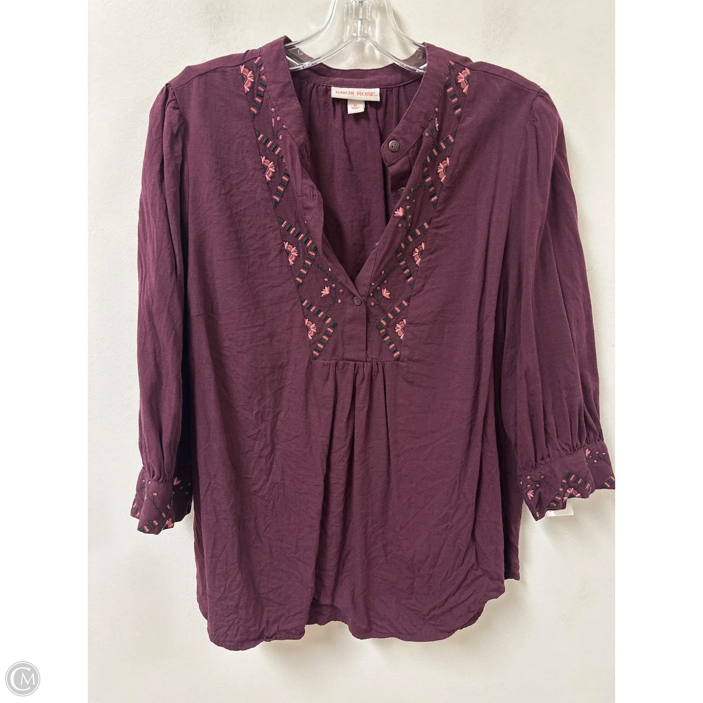 Top Long Sleeve By Knox Rose In Red, Size: M