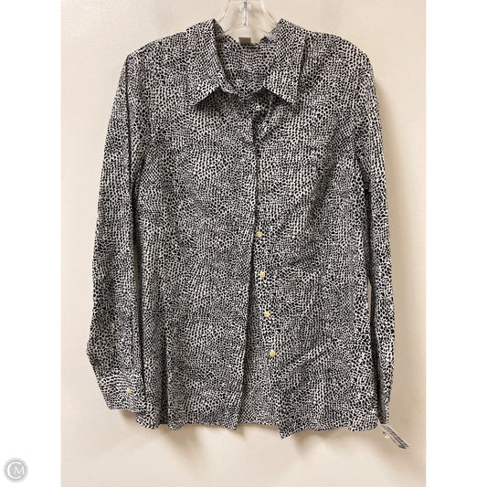 Blouse Long Sleeve By Coldwater Creek In Black & White, Size: L