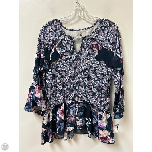 Top Long Sleeve By Cupio In Navy, Size: M