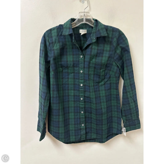 Blouse Long Sleeve By J. Crew In Blue & Green, Size: Xs