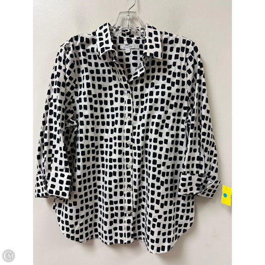 Blouse Long Sleeve By Chicos In Black & White, Size: M