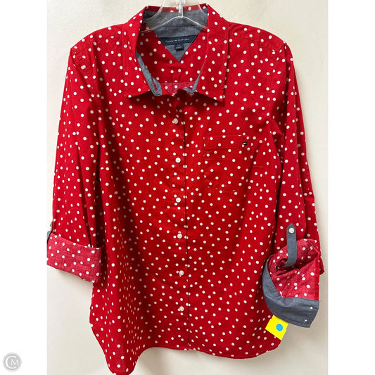 Blouse Long Sleeve By Tommy Hilfiger In Red & White, Size: L