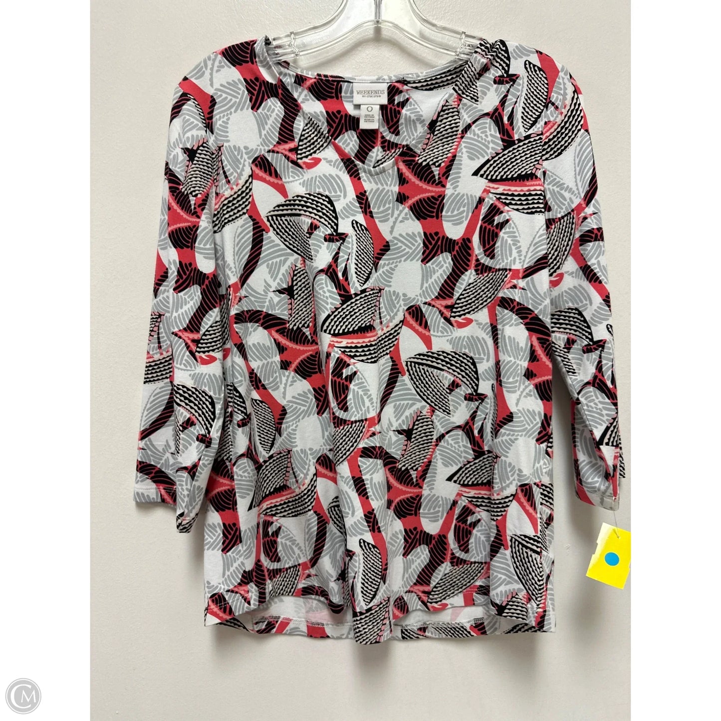 Top Long Sleeve By Chicos In Grey & Pink, Size: S