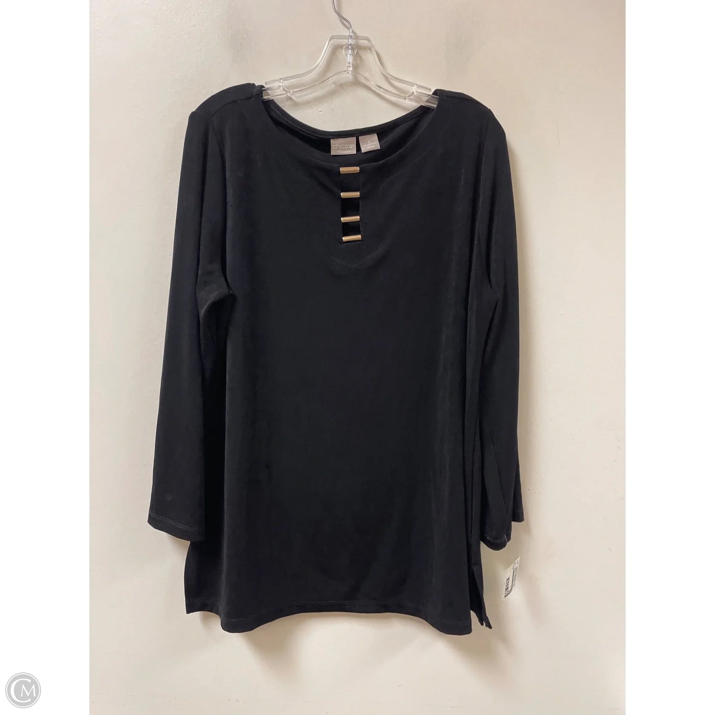 Top Long Sleeve By Chicos In Black, Size: L