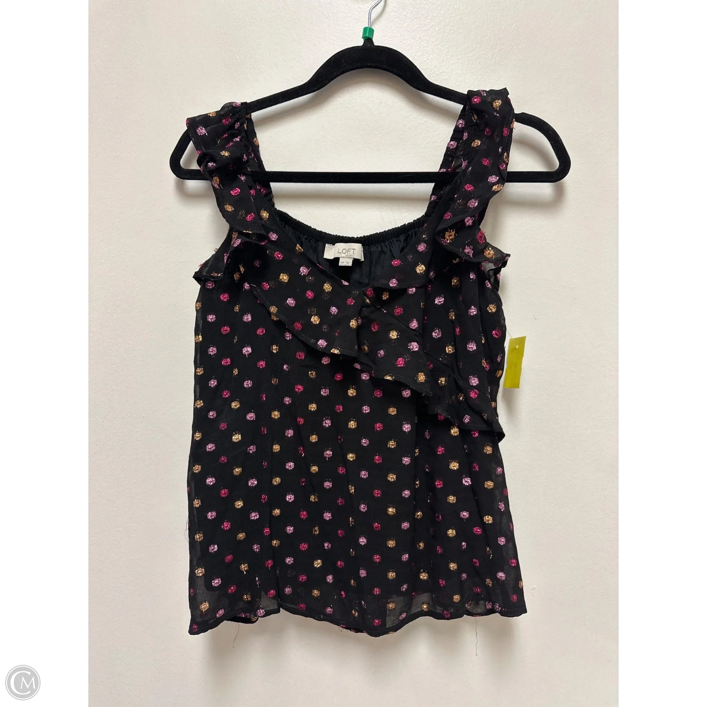 Top Sleeveless By Loft In Black & Pink, Size: Mp