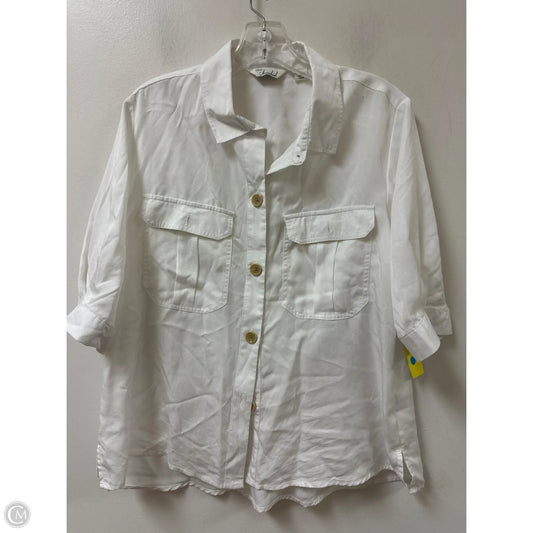 Blouse Short Sleeve By Clothes Mentor In White, Size: M