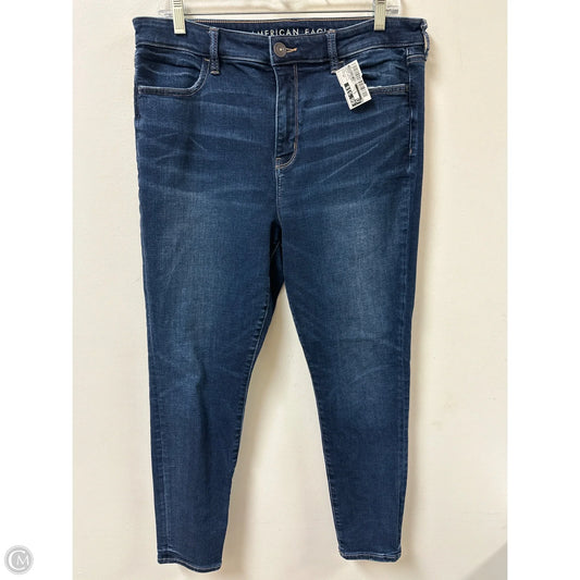Jeans Skinny By American Eagle In Blue Denim, Size: 14