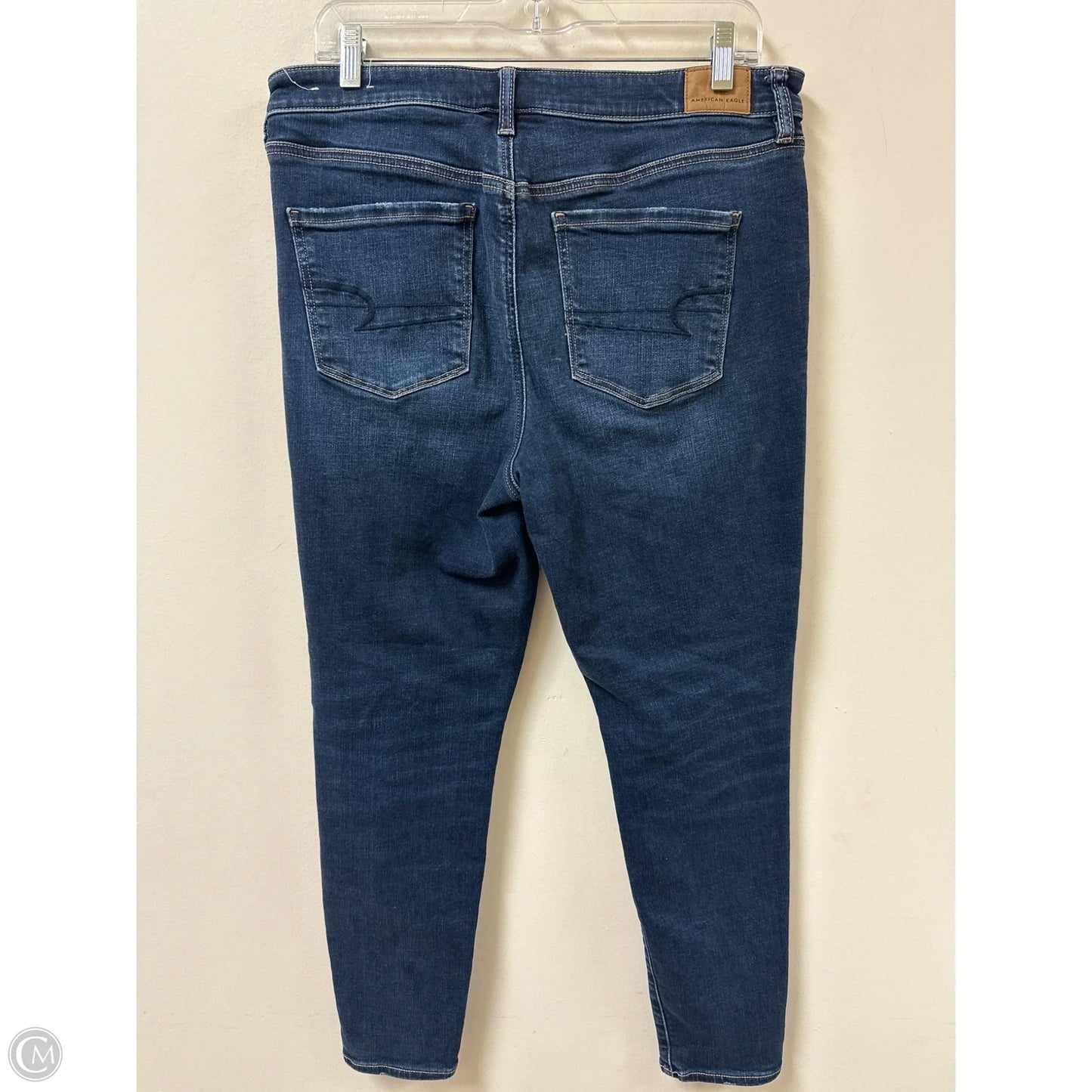 Jeans Skinny By American Eagle In Blue Denim, Size: 14