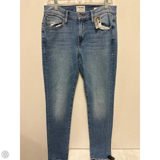 Jeans Skinny By Frame In Blue Denim, Size: 12