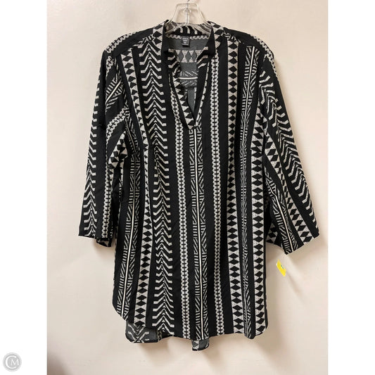 Top Long Sleeve By Shein In Black & Cream, Size: 1x