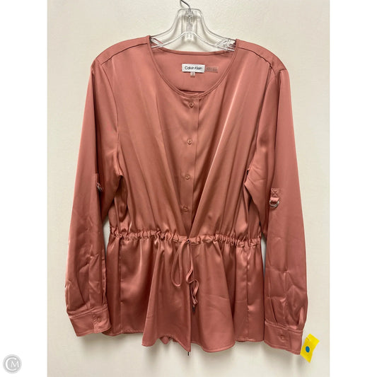 Top Long Sleeve By Calvin Klein In Pink, Size: L