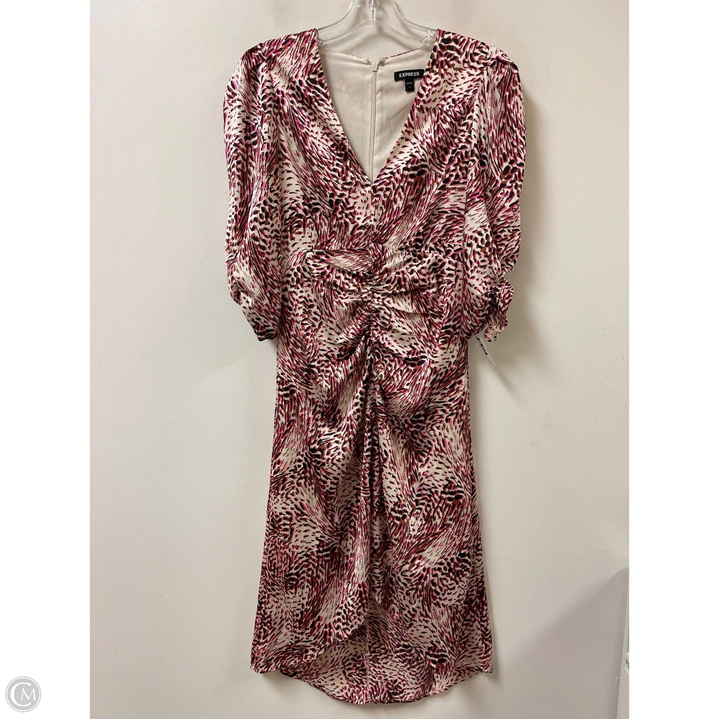 Dress Casual Midi By Express In Brown & Pink, Size: S