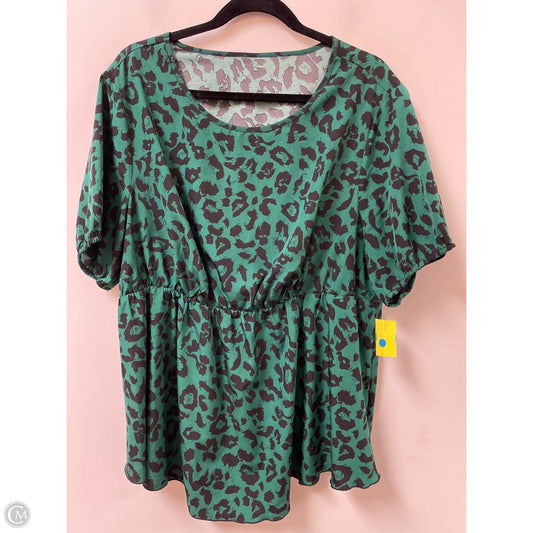 Top Short Sleeve By Shein In Black & Green, Size: 2x