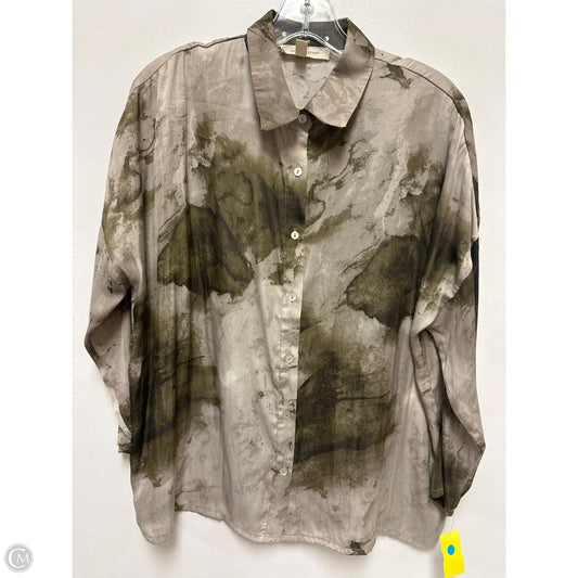 Blouse Long Sleeve By Grade & Gather In Green, Size: S