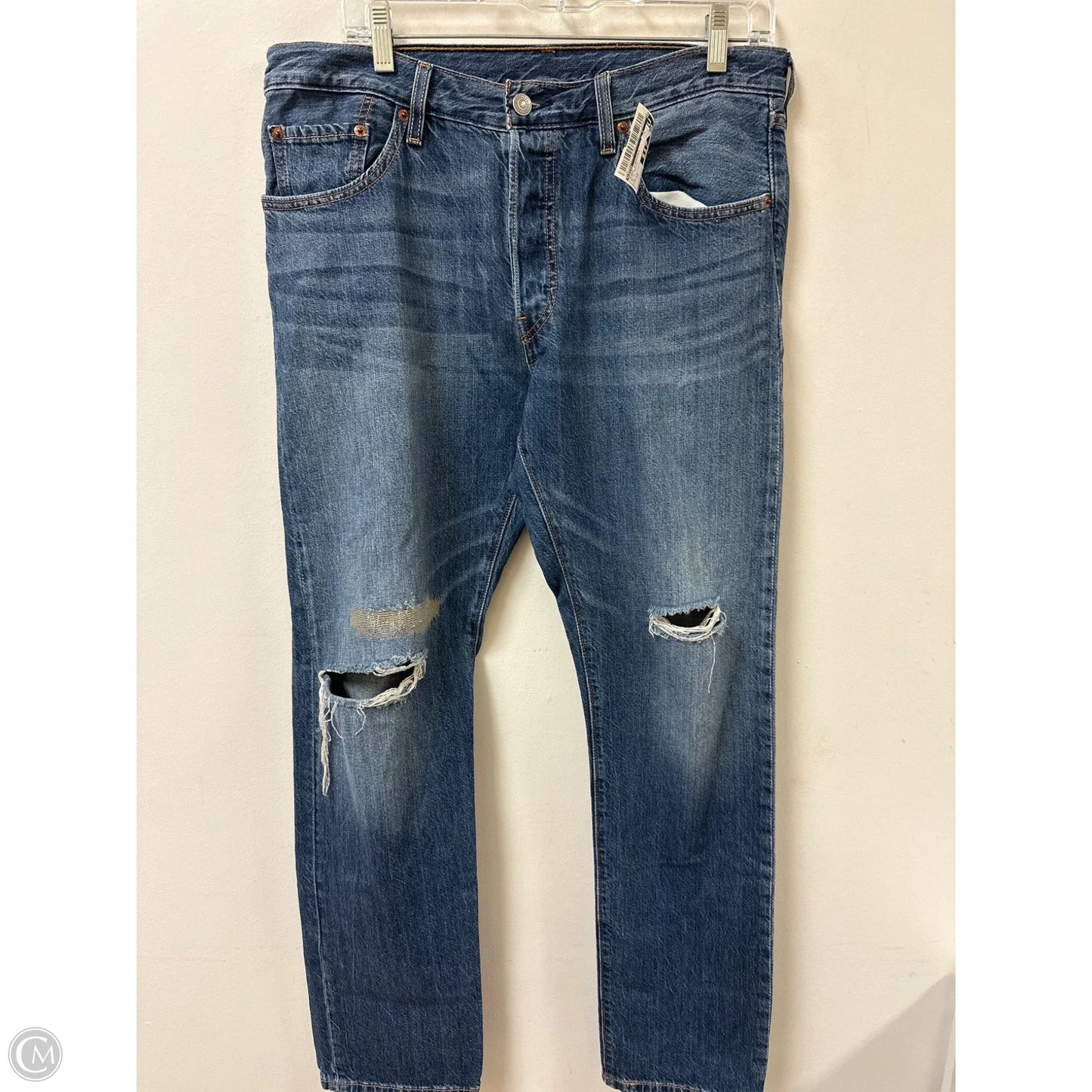 Jeans Straight By Levis In Blue Denim, Size: 12