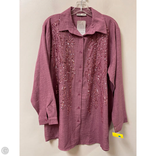 Blouse Long Sleeve By Clothes Mentor In Purple, Size: 1x