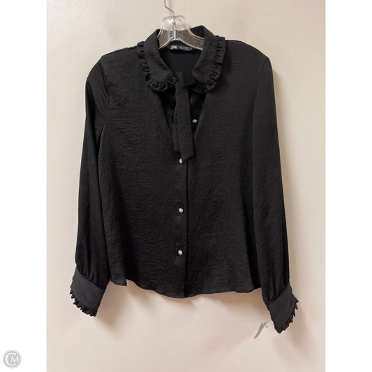 Blouse Long Sleeve By Zara In Black, Size: Xs