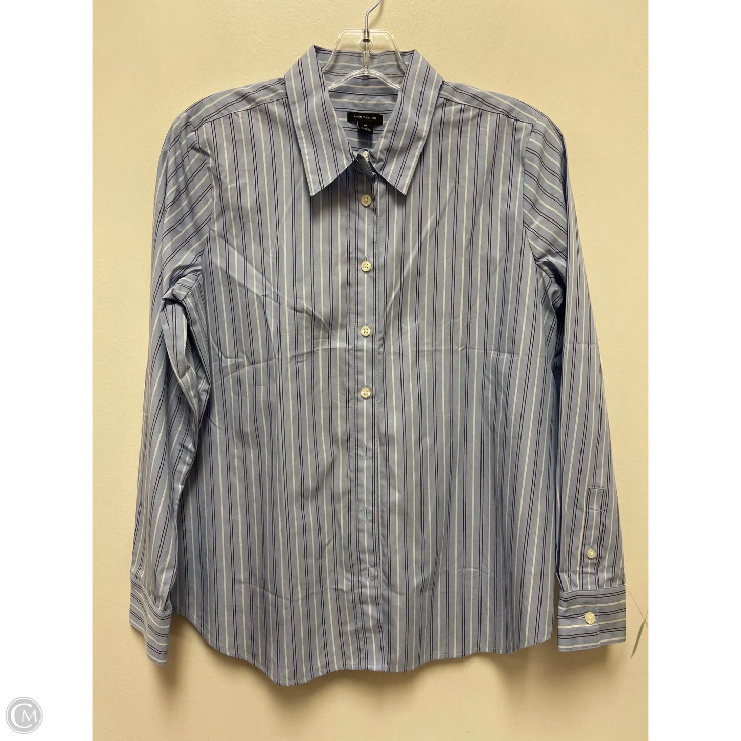 Blouse Long Sleeve By Ann Taylor In Blue, Size: Mp