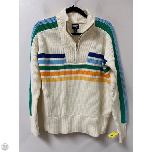 Sweater By Lands End In Blue & Cream, Size: S