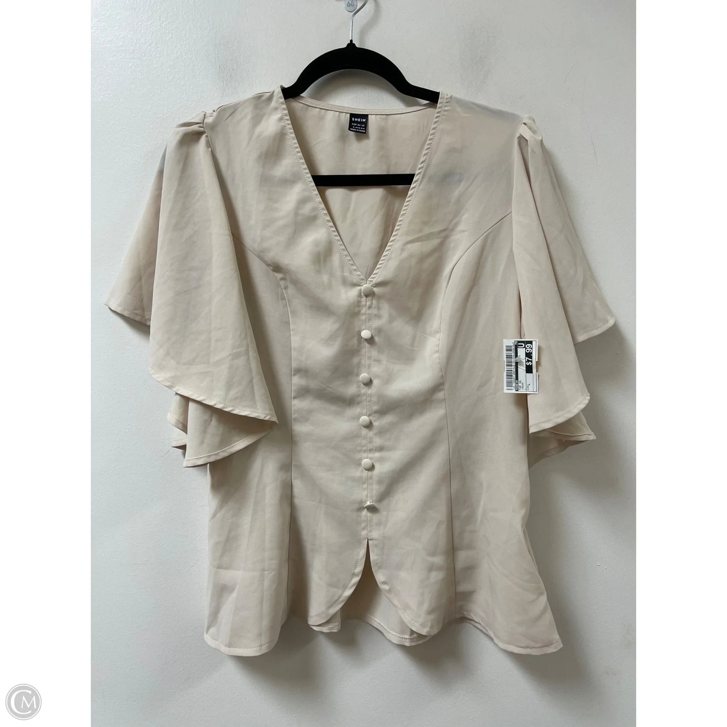 Top Short Sleeve By Shein In Cream, Size: L