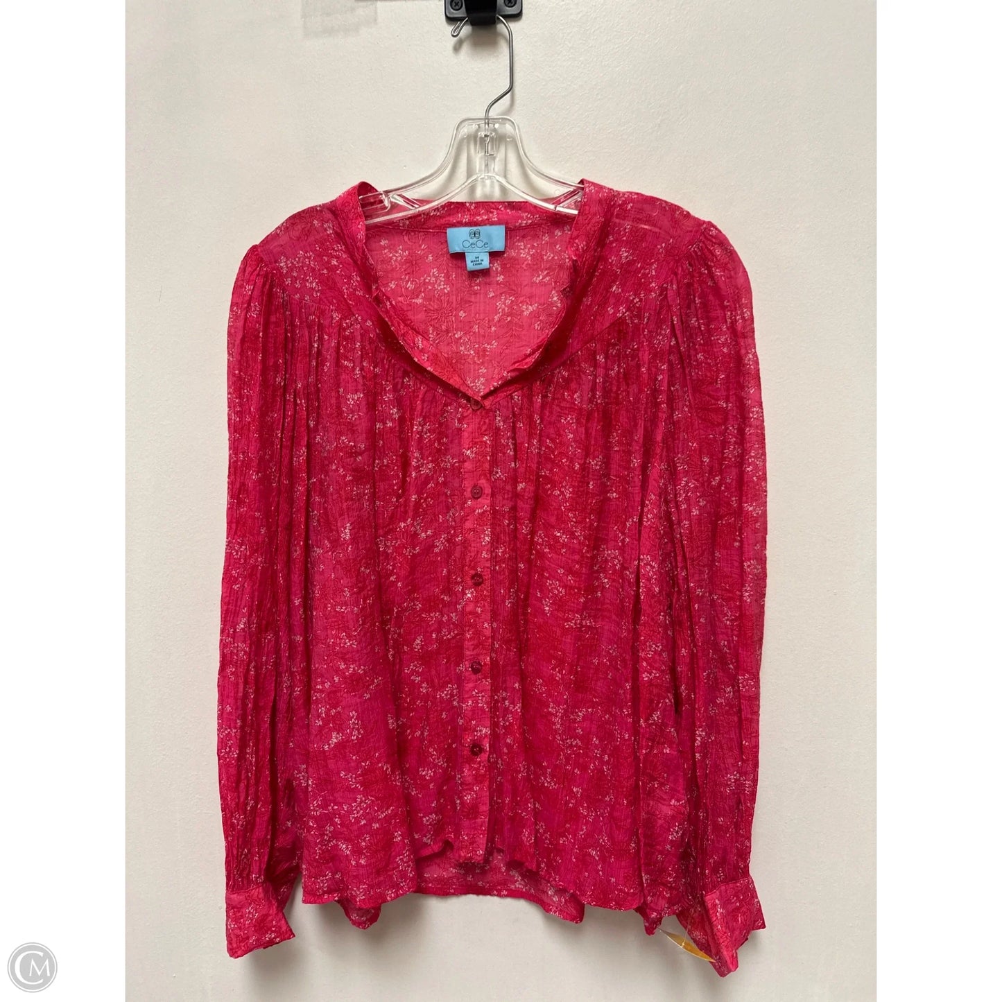 Blouse Long Sleeve By Cece In Pink, Size: M