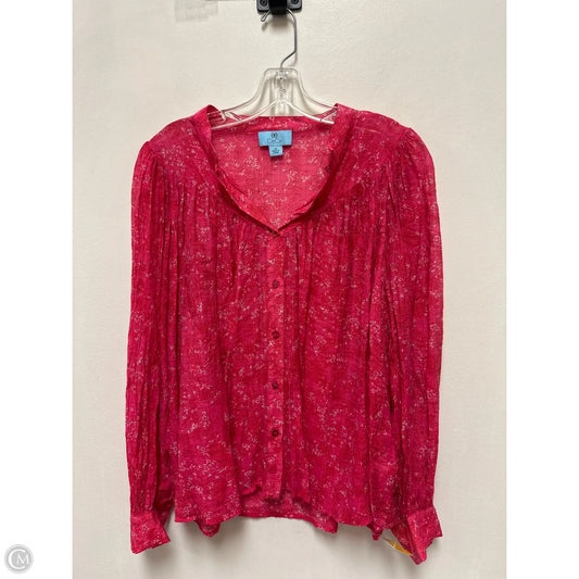 Blouse Long Sleeve By Cece In Pink, Size: M