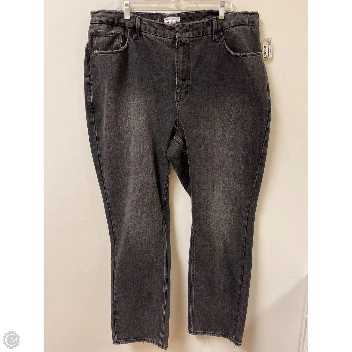 Jeans Straight By Good American In Grey Denim, Size: 18