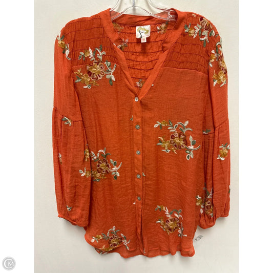 Blouse Long Sleeve By Clothes Mentor In Orange, Size: M