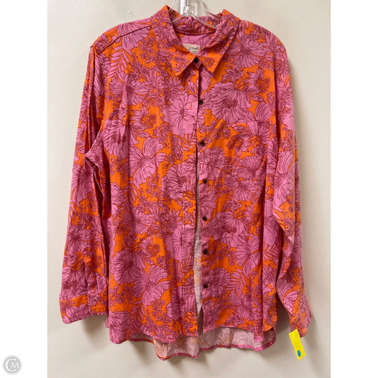 Blouse Long Sleeve By Universal Thread In Orange & Pink, Size: Xl