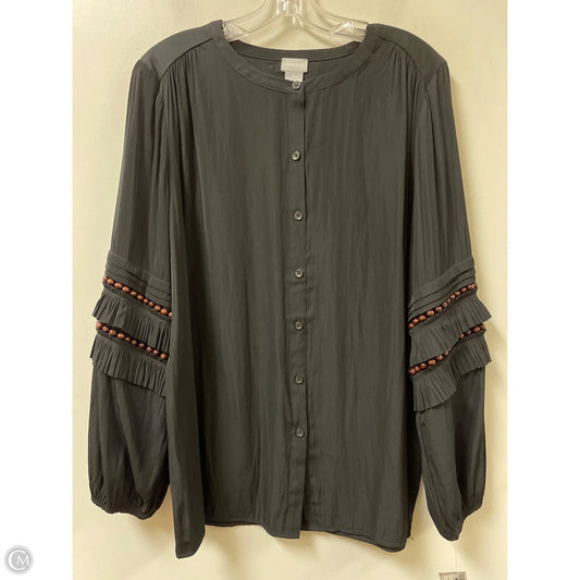 Blouse Long Sleeve By Chicos In Black, Size: L