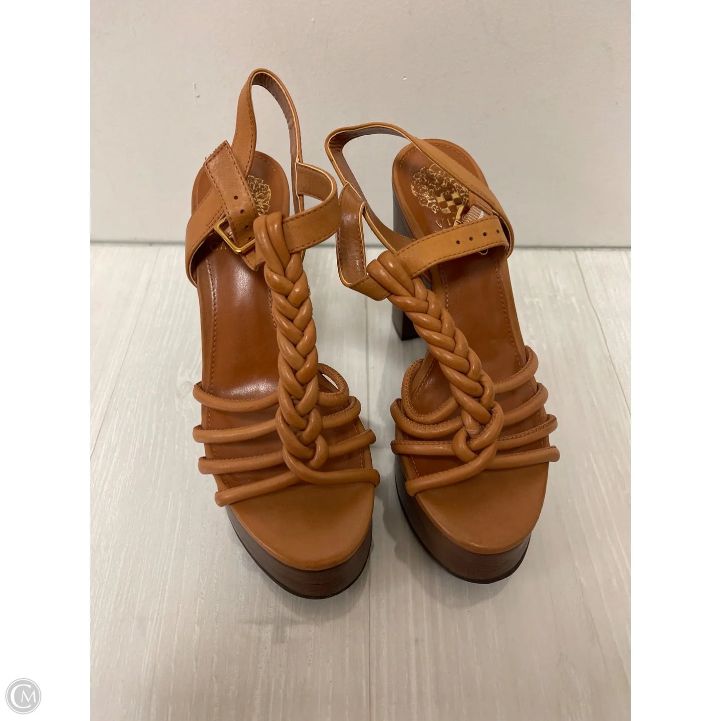 Sandals Heels Block By Vince Camuto In Brown, Size: 7