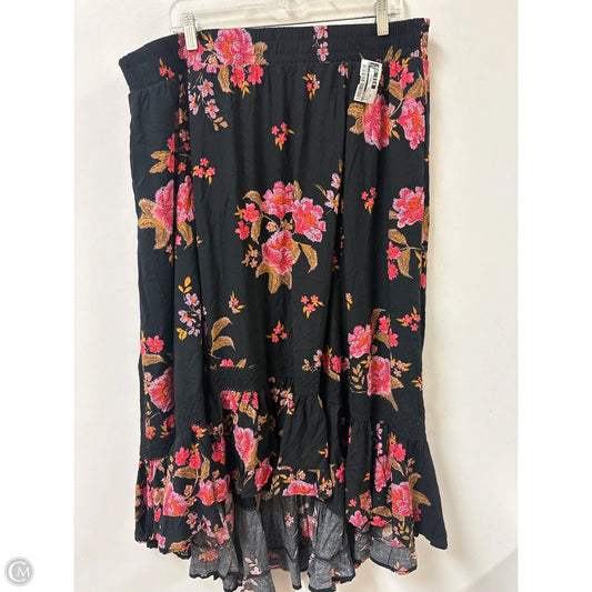 Skirt Midi By Torrid In Black & Pink, Size: 20