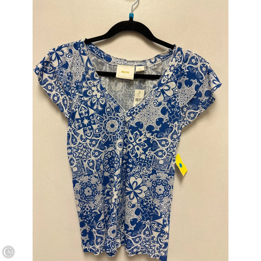 Top Short Sleeve By Maeve In Blue & White, Size: S