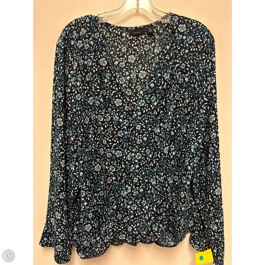 Top Long Sleeve By Halogen In Black & Blue, Size: 1x