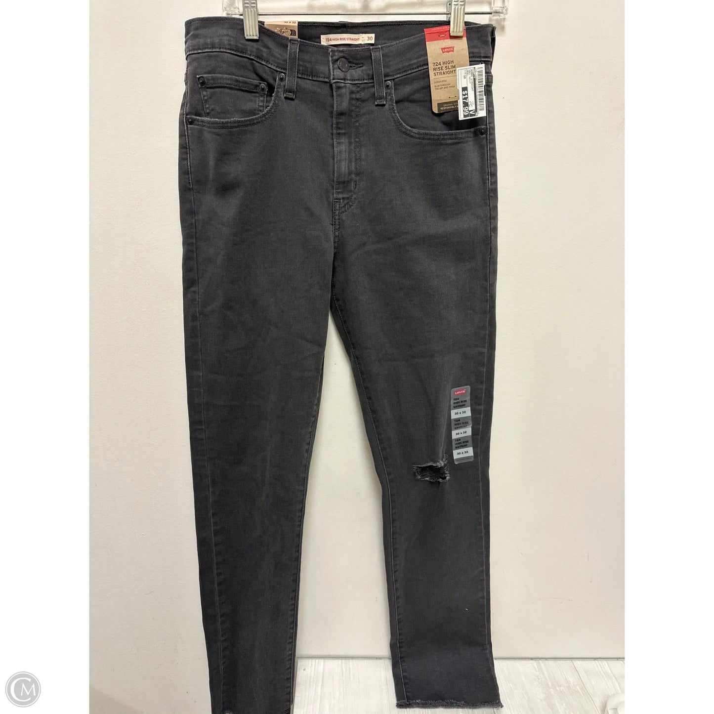 Jeans Straight By Levis In Grey Denim, Size: 10