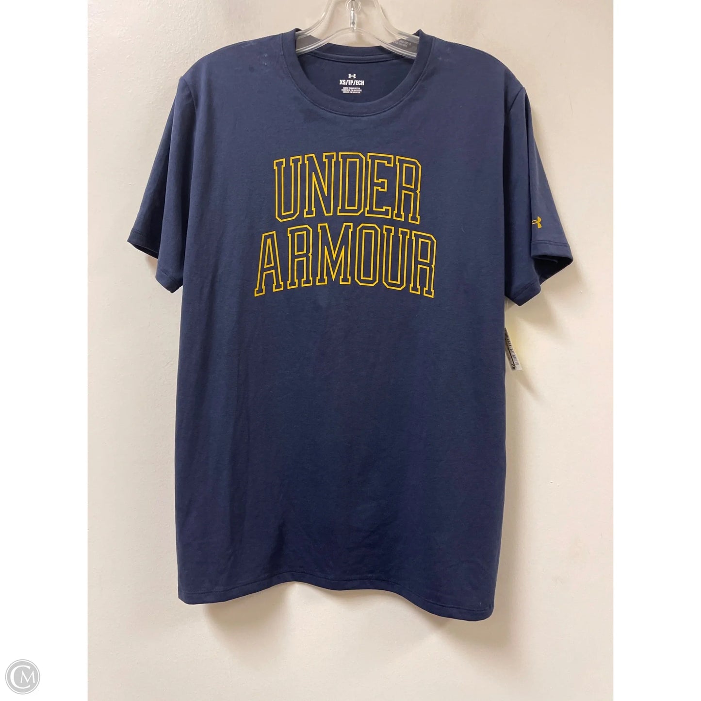 Athletic Top Short Sleeve By Under Armour In Navy, Size: Xs