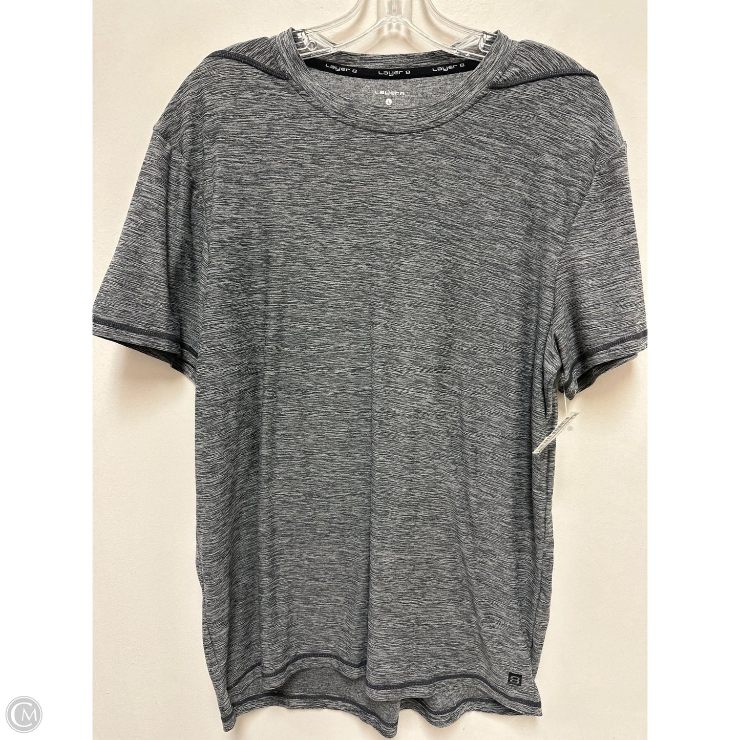 Athletic Top Short Sleeve By Layer 8 In Grey, Size: L