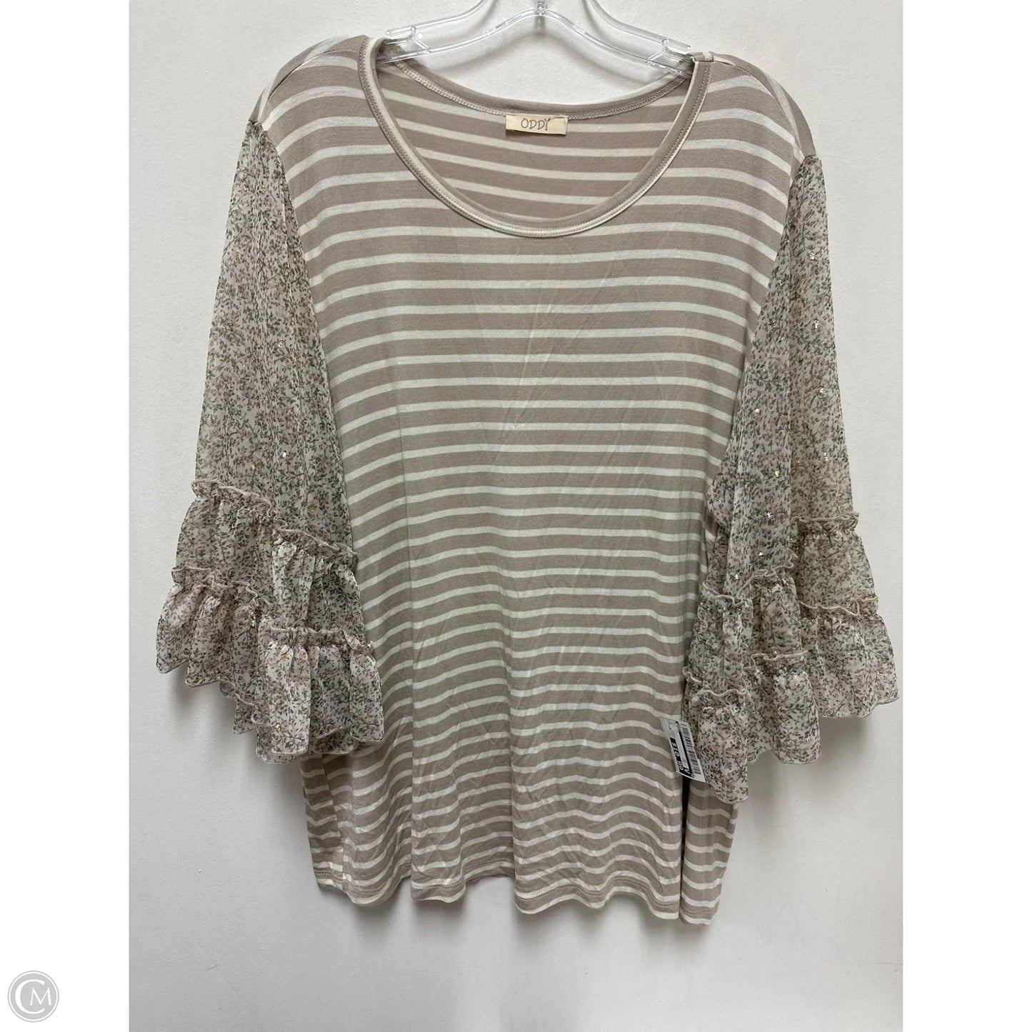 Top Long Sleeve By Oddi In Cream, Size: 1x